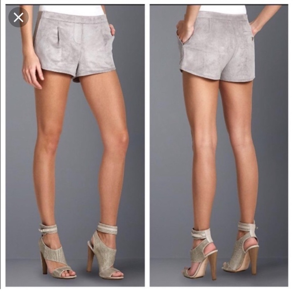BCBGMaxAzria Phillipa Gray Suede Shorts with Elastic Waistband